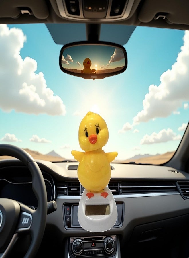 Bwexxt Yellow Bobblehead Chicken, Solar-Powered Car Charm, Cartoon Bobble Head Chick Ornaments Figures for Car Bobbleheads for Car Dashboard, Solar Power Kits,Funny Ornament Gifts, Interior Accessories - Image 5